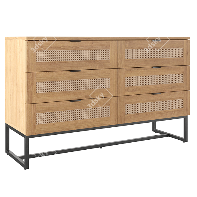 Stylish Scandinavian 6-Drawer Chest 3D model image 1