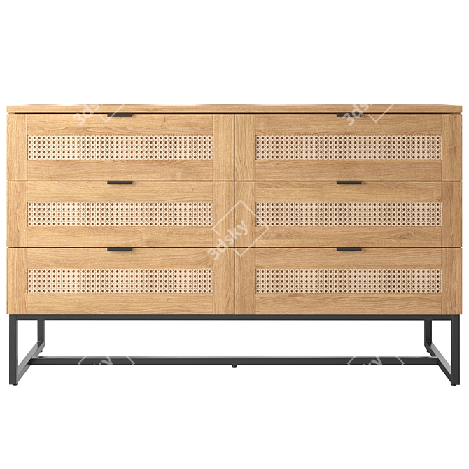 Stylish Scandinavian 6-Drawer Chest 3D model image 2