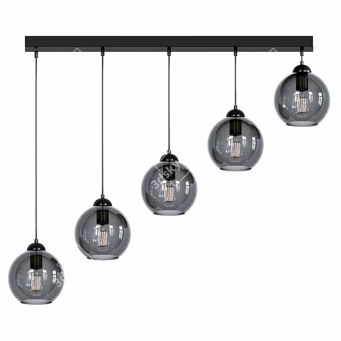 Elegant 5-Light Linear Pendant Vard 3D model image 1