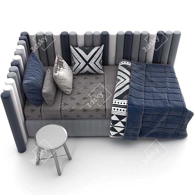 Day Bed Set with Attached and Five-Color Texture 3D model image 4