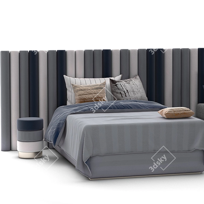 Day Bed Set with Attached and Five-Color Texture 3D model image 5