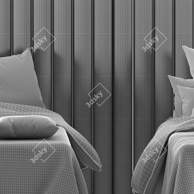 Day Bed Set with Attached and Five-Color Texture 3D model image 6