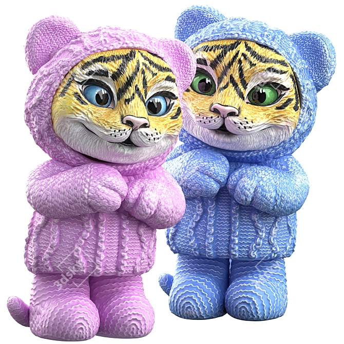 Roaring Tiger Cubs - 3D Model 3D model image 1