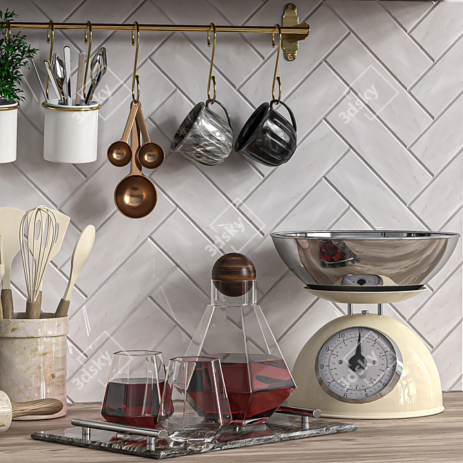 Modern Kitchen Set 2015 3D model image 5