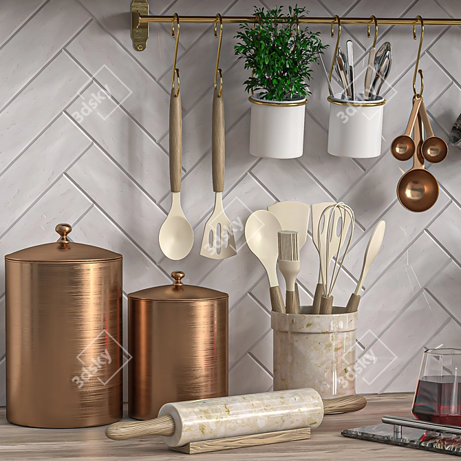 Modern Kitchen Set 2015 3D model image 6