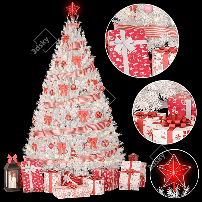 Frosty Christmas Tree Set 3D model image 1
