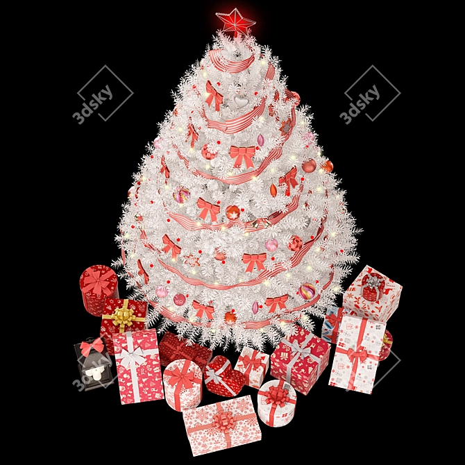 Frosty Christmas Tree Set 3D model image 5