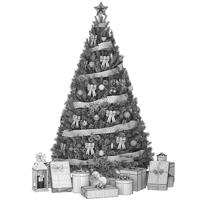 Frosty Christmas Tree Set 3D model image 7