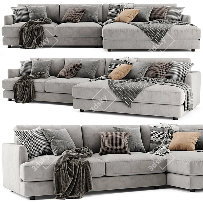 Modern West Elm Haven Double Wide Sofa 3D model image 1