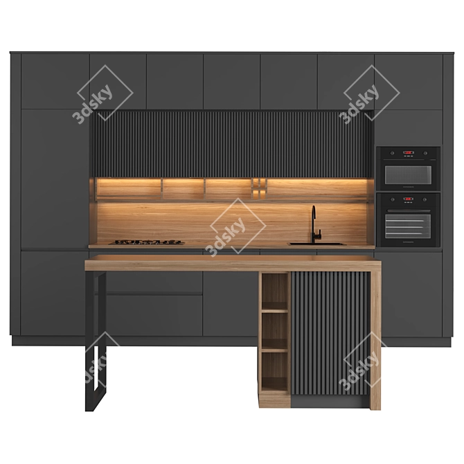 Sleek Modern Kitchen Design 3D model image 1