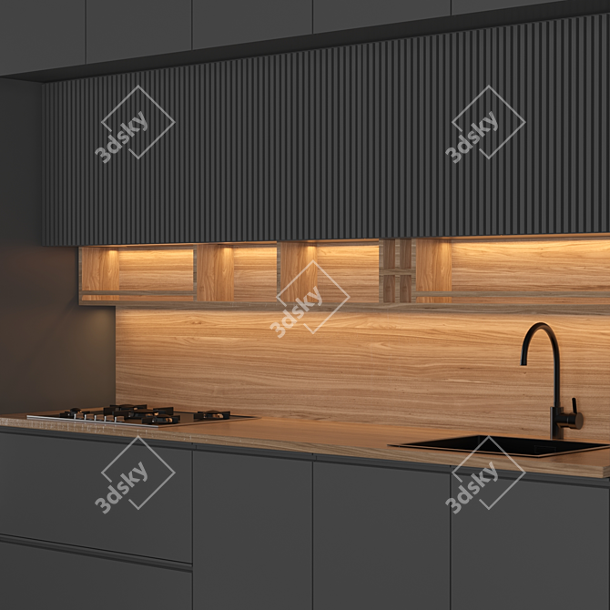 Sleek Modern Kitchen Design 3D model image 3