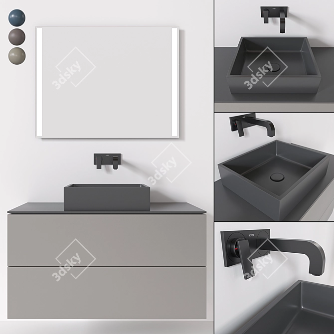 Galassia Furniture Set with Sink, Mirror, and Faucet 3D model image 1