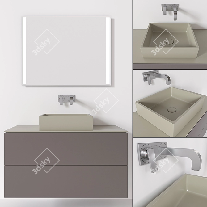 Galassia Furniture Set with Sink, Mirror, and Faucet 3D model image 3