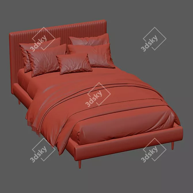 Title: Pleated Rabbit Upholstered Bed 3D model image 7