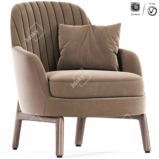 Elegant Modrest Metzler Accent Chair 3D model image 1