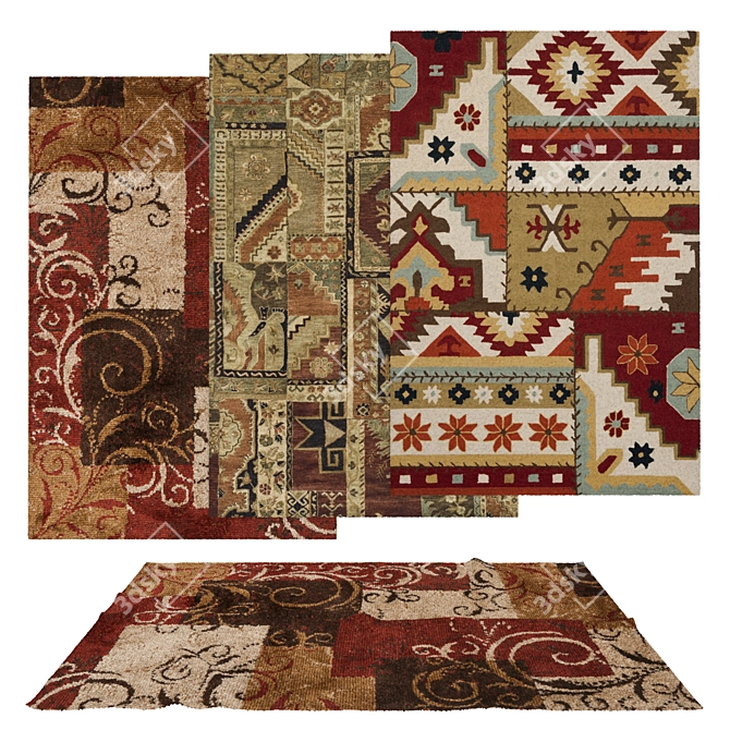 Versatile Set of 6 Rugs 3D model image 1