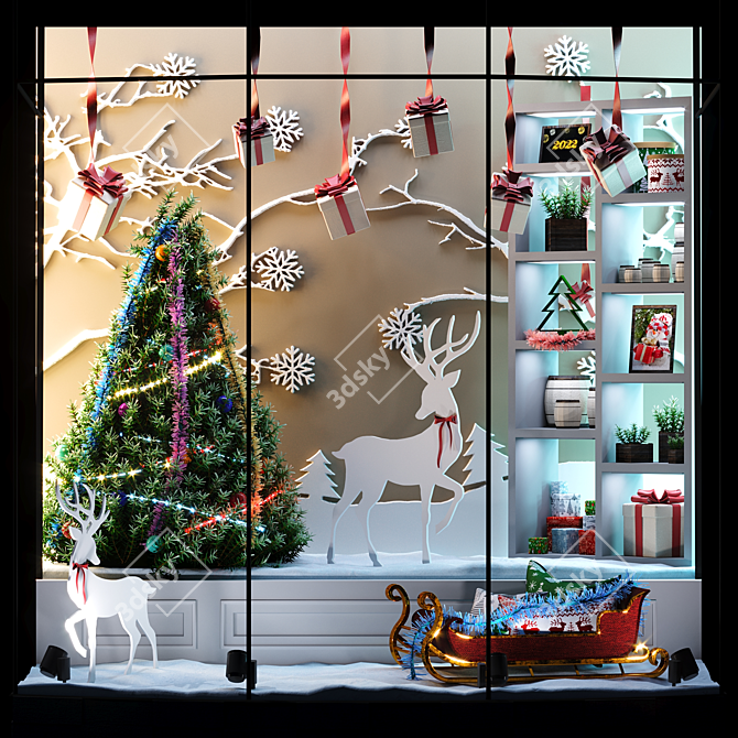 Festive Gift Shop Display 3D model image 1