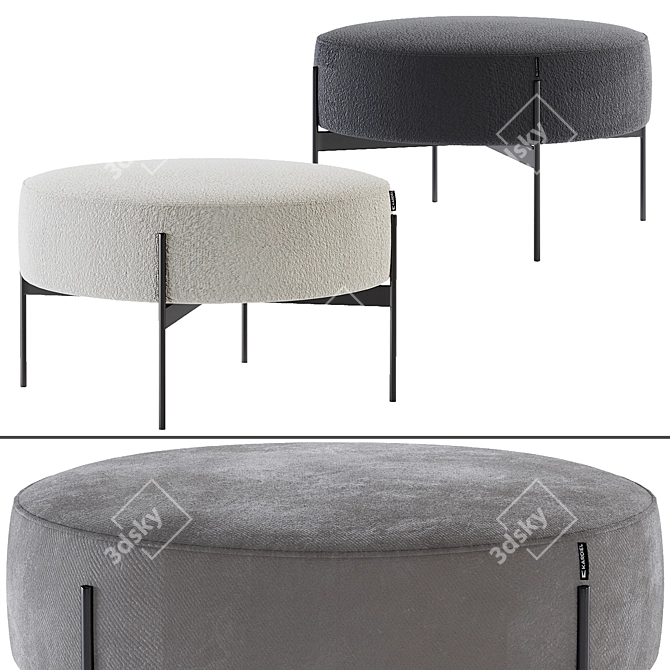 Kardiel Dot Fabric Ottoman: Stylish and Versatile 3D model image 1