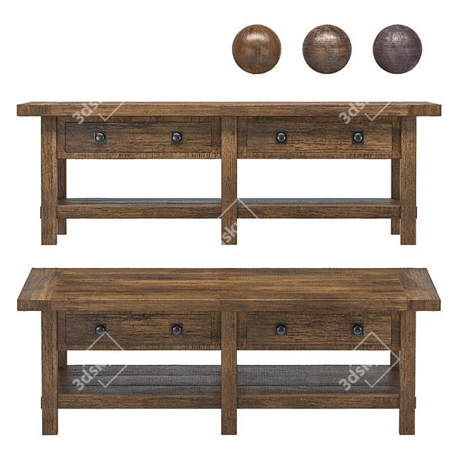 Rustic Industrial Coffee Table 3D model image 1