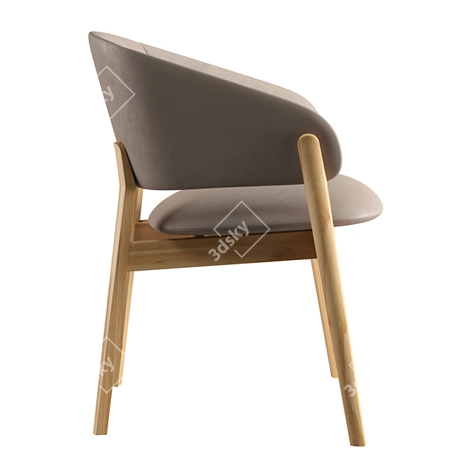 Elegant Leather Oak Chair 3D model image 6