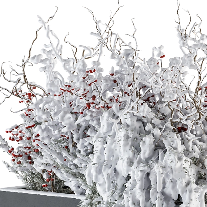 Snowy Boxed Outdoor Plant Set 3D model image 6