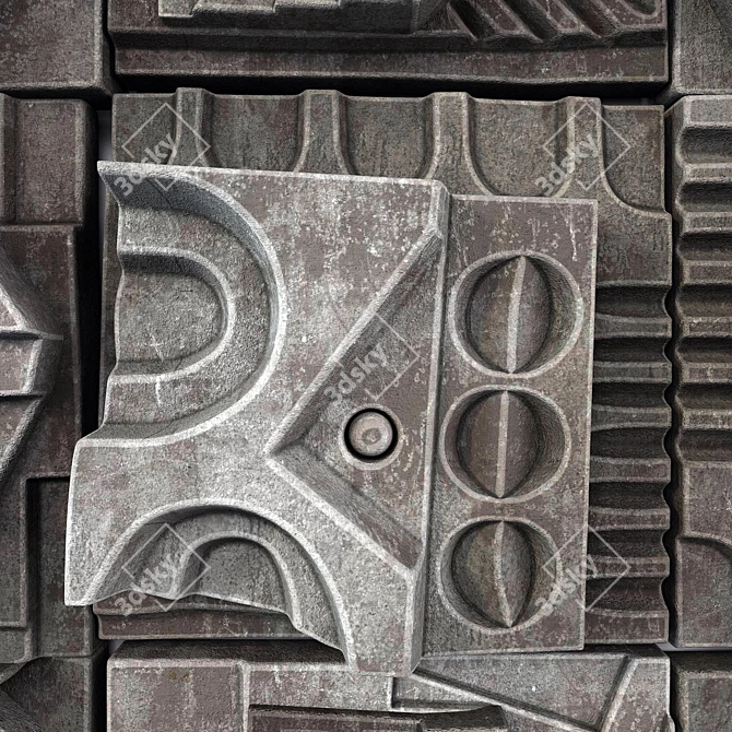 Title: Hieroglyphic Cube Panel - Elegant Decorative Accent 3D model image 3