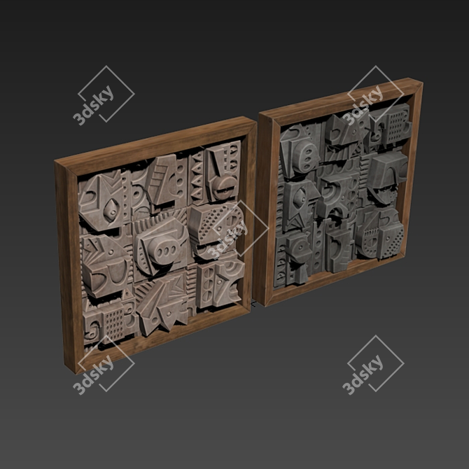 Title: Hieroglyphic Cube Panel - Elegant Decorative Accent 3D model image 6