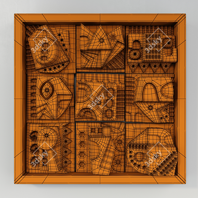 Title: Hieroglyphic Cube Panel - Elegant Decorative Accent 3D model image 7