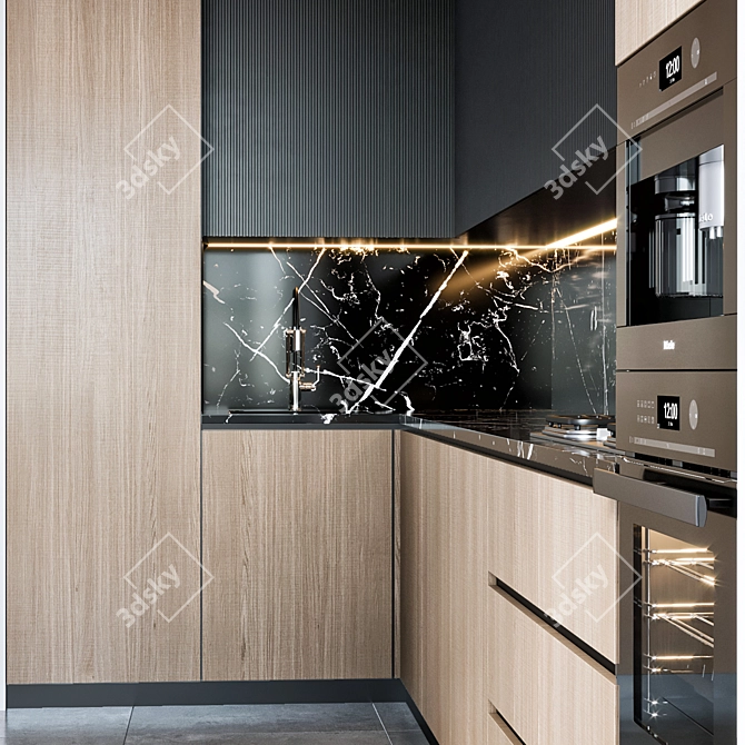 Designer Kitchen Set: Miele Appliance & Brizo Faucet 3D model image 3
