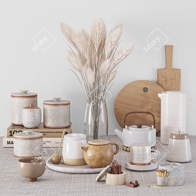 Modern Tableware Set 3D model image 1