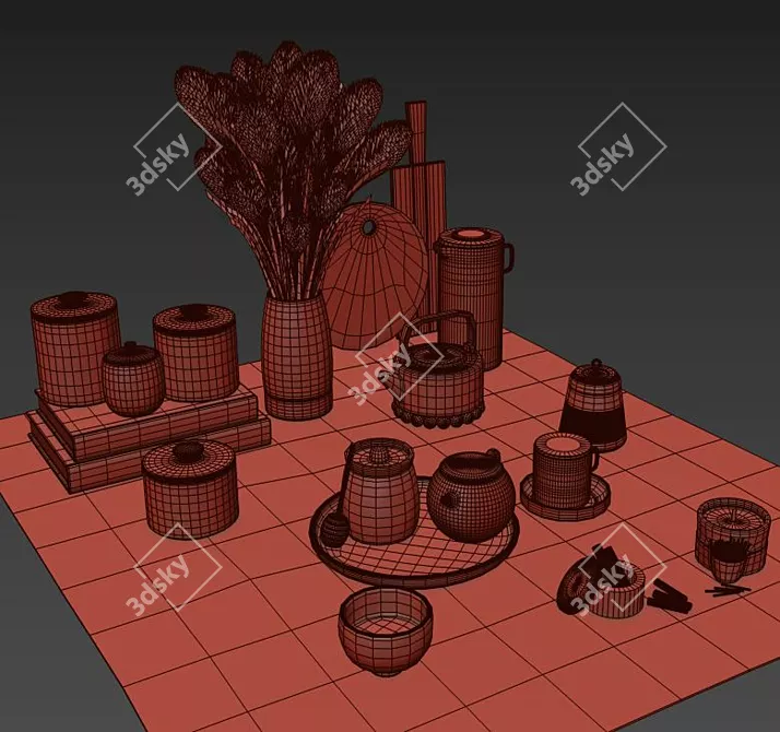 Modern Tableware Set 3D model image 6