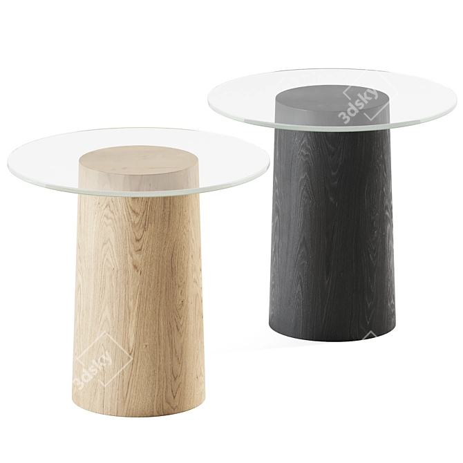 Modern Oak Side Table - Stub 3D model image 1
