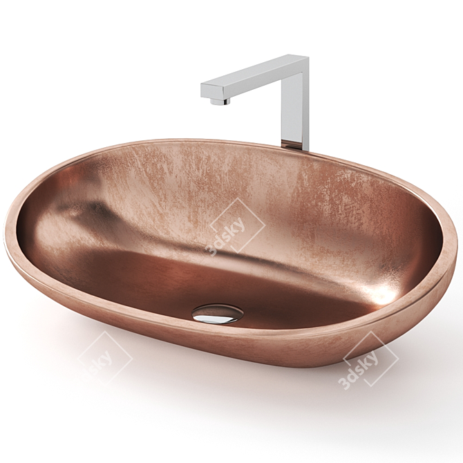 Sleek XL Glass Design Washbasin 3D model image 2