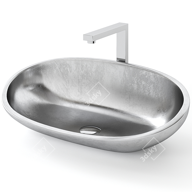 Sleek XL Glass Design Washbasin 3D model image 3