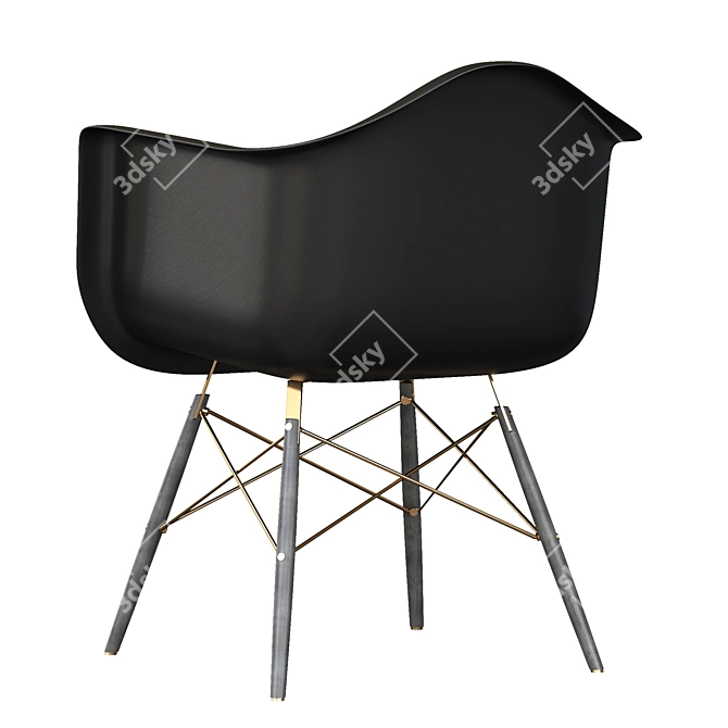 Modern Black Eames Style Dining Chair 3D model image 4