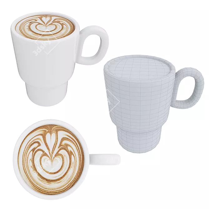 Title: Artisan Coffee Cup Set 3D model image 5