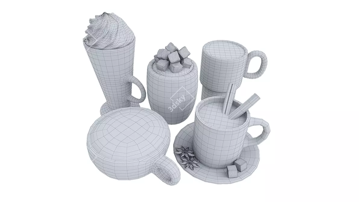 Title: Artisan Coffee Cup Set 3D model image 7