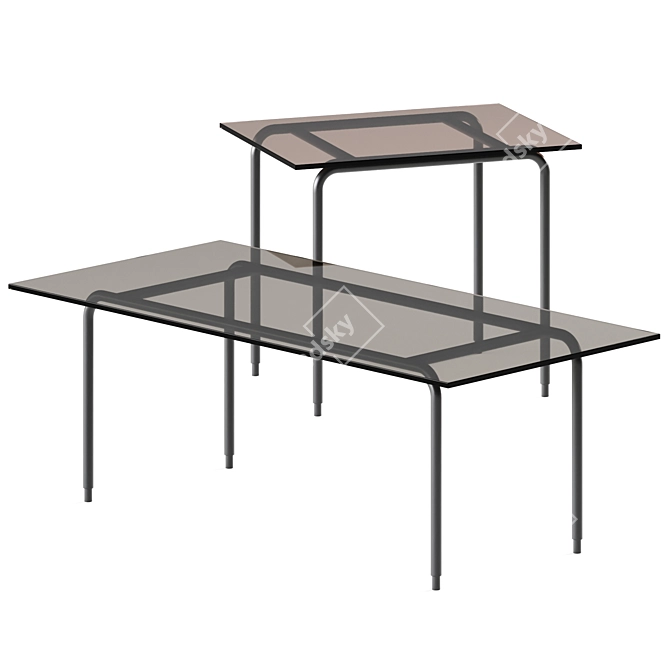 Elegant Cane Glass Coffee Table 3D model image 1