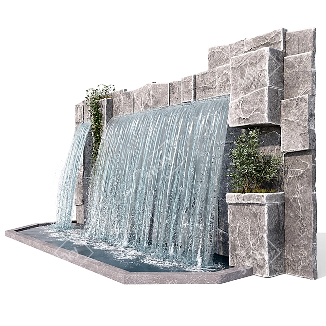 Serene Escape: Large Waterfall 3D model image 1