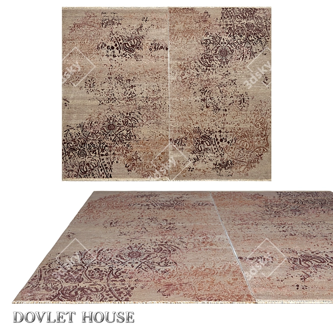 Title: Elegant Silk and Wool Carpet - DOVLET HOUSE 3D model image 1