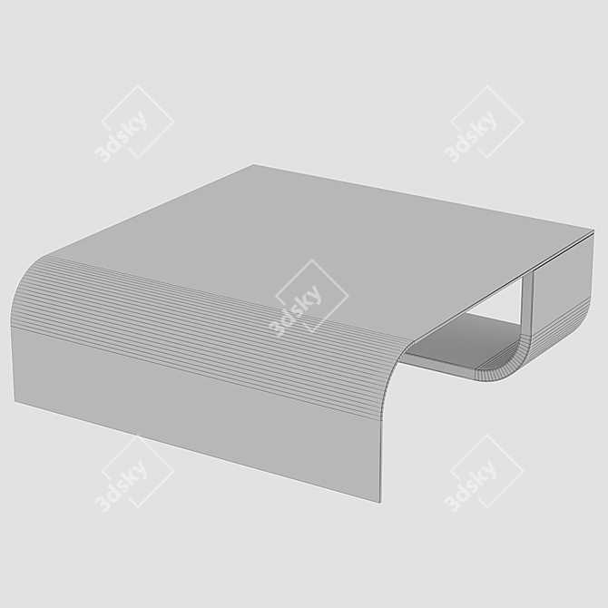 Modern Glass and Concrete Ply Coffee Table 3D model image 2