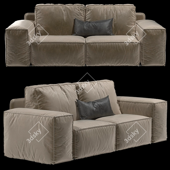 Modern Designer Sofa with Elegant Wood Frame 3D model image 2