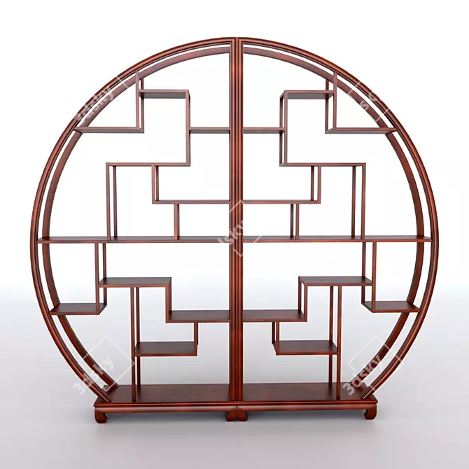 Antique Round Chinese Shelf 3D model image 2