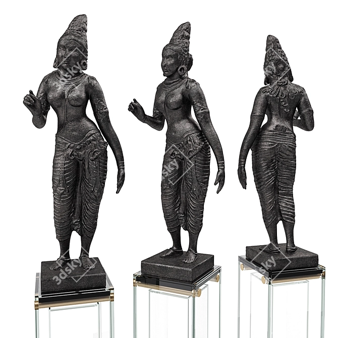 Divine Parvati Sculpture 3D model image 1