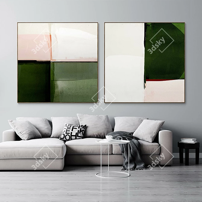 Abstract Square Photo Frames - Set of 2 3D model image 3