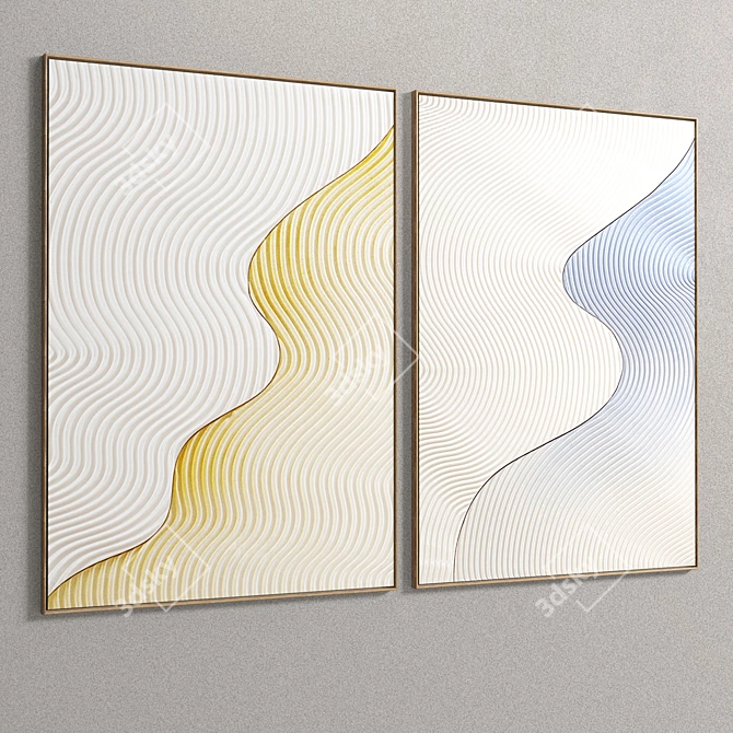 Dual Frame Set: Plaster and Wood 3D model image 4