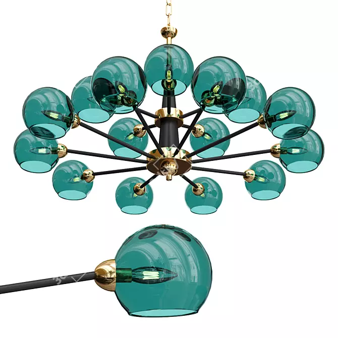Thalia Blue Glass Chandelier: Elegant Lighting Solution 3D model image 1