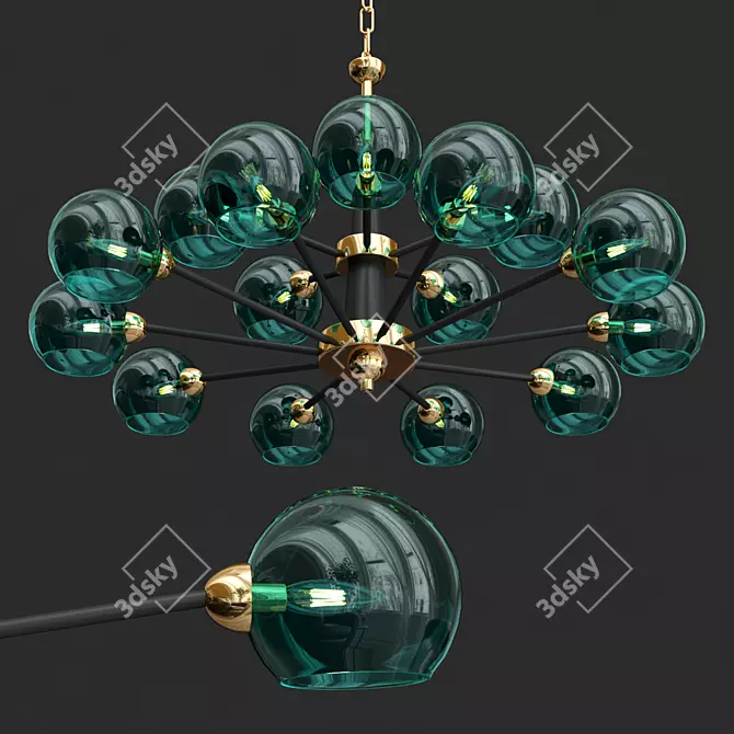Thalia Blue Glass Chandelier: Elegant Lighting Solution 3D model image 2