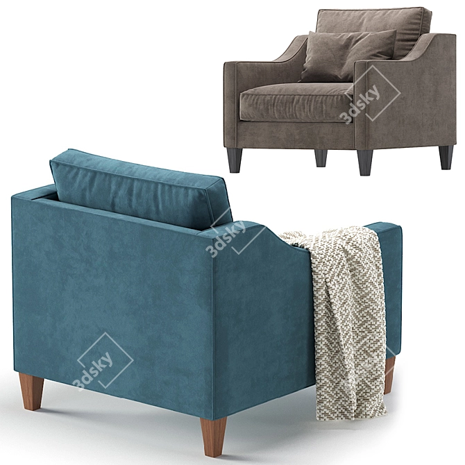 Paidge Velvet and Leather Chair: Elegant and Versatile 3D model image 3