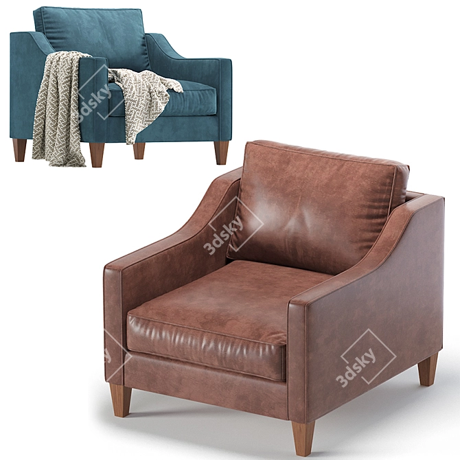 Paidge Velvet and Leather Chair: Elegant and Versatile 3D model image 4